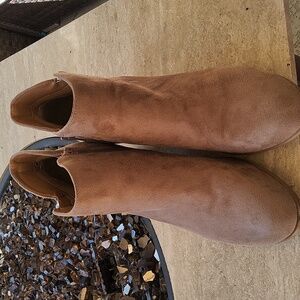 Style & Co faux suede light brown heeled boots size 10 1/2